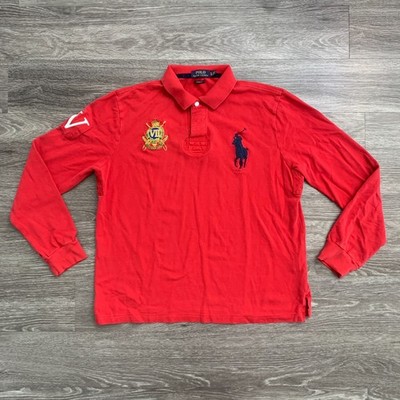 Mens Polo Ralph Lauren Red Big Pony Equestrian Crest Embroidered
