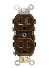 Leviton 20 Amp, 125 Volt, Narrow Body Duplex Receptacle, Straight Brown