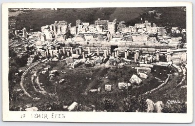 Vintage Izmir Efes Ruins Black & White RPPC Postcard by Cemal