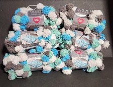 6 Red Heart Yarn Pomp-a-Doodle Beach House Turquoise Jadite Blue Grey White