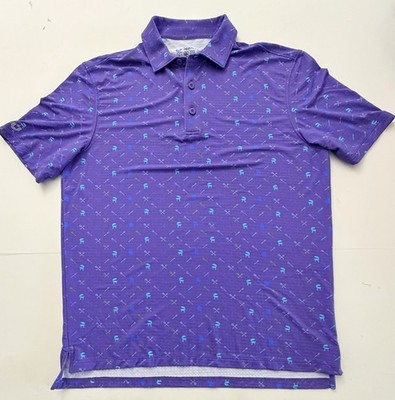 IBKUL Performance UPF 50+ Golf Polo Shirt Men's Medium Purple Cookout BBQ
