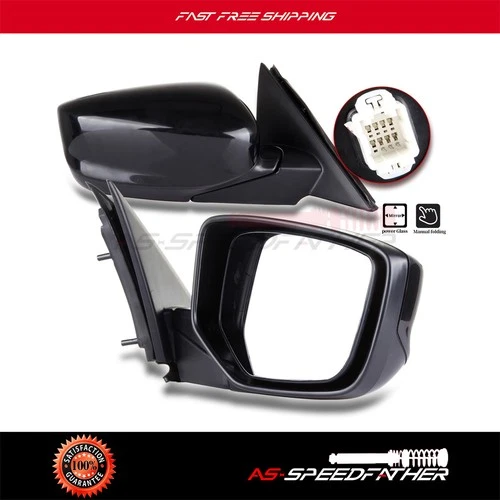 Power Black For 2008-2012 Honda Accord Coupe 2-Door Left+Right Side View Mirrors
