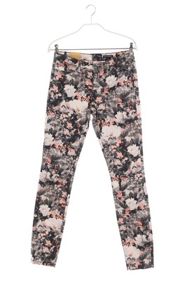 CLUB MONACO Skinny-Jeans Blumen Print 2 = D 36 Grau-Töne rosa NEU