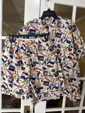 NEW VINTAGE HEMINGWAY POINT MEN'S PAJAMAS Large Baseball Short Sleeves Shorts