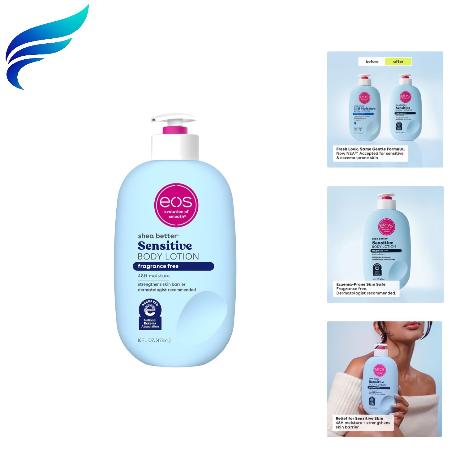 Shea Better Sensitive Skin Body Lotion, 48-Hour Moisture Skin Care, For Dry S...
