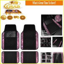 Bling Diamond Car Floor Mats 4pcs Pink Rhinestones Glitter Anti-slip Suv Sedan Bling Diamond Car Floor Mats 4pcs Pink Rhinestones Glitter Anti-slip Suv Sedan