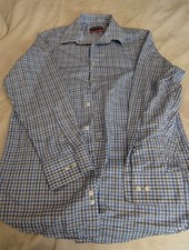 Geoffrey Beene Mens Dress/Casual Shirt Size 15 1/2,32/33 Fitted Blue White Grey