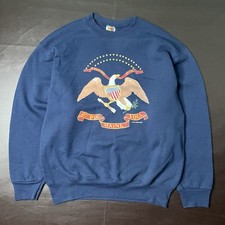 Vintage Fruit Of The Loom Maine 20th Sweatshirt Navy Large Made in USA Eagle