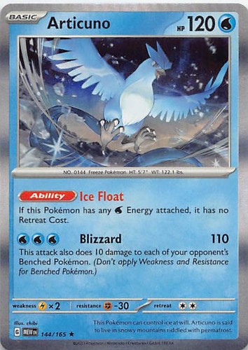 ARTICUNO 144/165 R 151 POKEMON HOLO NM/M