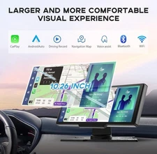 Wireless Portable Carplay TouchScreen Tablet for Car 10.26" HD 4K Dash cam