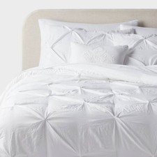 8pc King Pinch Pleat Comforter and Sheet Set White - Threshold