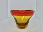 HTF Vintage MCM Blenko Glass 592s Rolled Edge Bowl In Tangerine 1959 Only