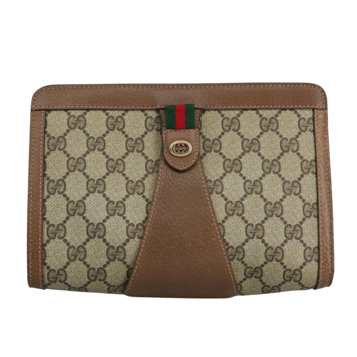 Gucci GG Beige Canvas Clutch Bag 100% Authentic Luxury
