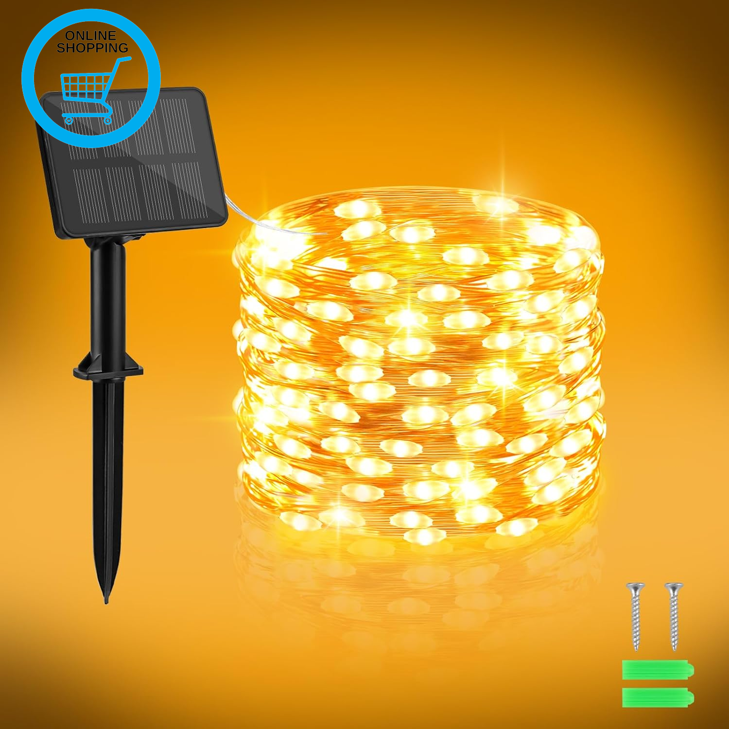 Solar Lights Outdoor Garden, 1Pack 5M 50 LED Solar Fairy Lights Copper Wire 8 Mo