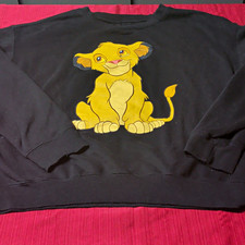 Disney The Lion King Simba Men's Graphic Crewneck Fleece Sweatshirt Black XL