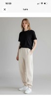 M&S Ivory Joggers Ladies Goodmove Cuffed Cotton Rich Parachute Bottom Pant Uk 14