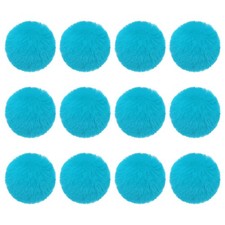 12Pcs Fluffy Soft Faux Fur Pom Poms for Hats with Elastic Loop, Lake Blue