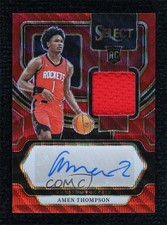 2023 Panini Select Rookie Jersey Red Wave Prizm Amen Thompson #RJ-AMN Auto 1ey4