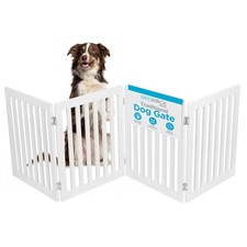 Internet's Best BRD10229 Dog Gate Indoor Freestanding Pet Barrier Folding Wood