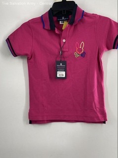 Psycho Bunny Kids Pink Cotton Short Sleeve Polo Shirt Size X Small