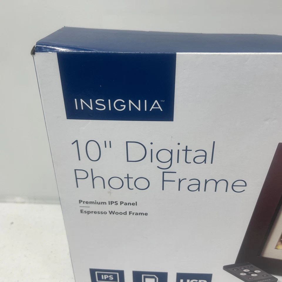 Digital Photo Frame 10" Insignia Premium IPS Panel Espresso Wood Frame New - Image 2 of 4