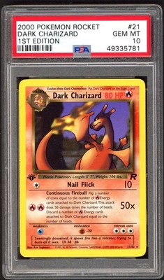 Pokemon Karte - PSA 10 1. Edition Charizard 21/82 - Team Rocket - GEM MT - PSA10
