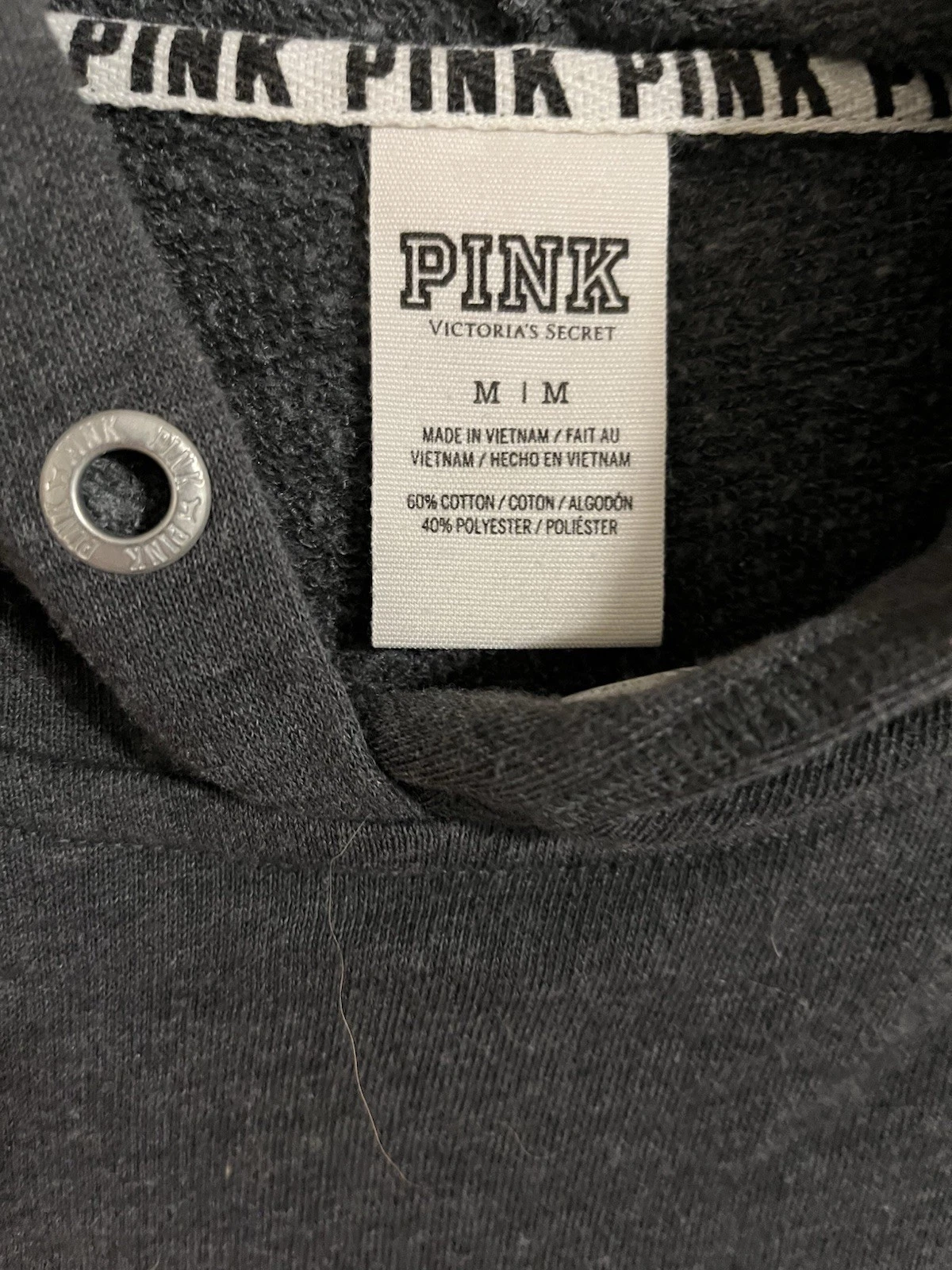 UNDERCOVER FELPA CON CAPPUCCIO DONNA " VICTORIA SECRET PINK" BLING Grigio scuro TAGLIA MEDIA