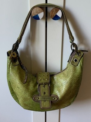 Damen Hobo Handtasche Picard Vintage Reptil Look Nieten helles grün