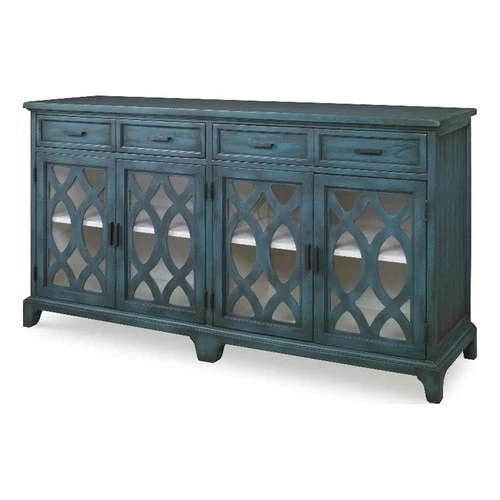 Uttermost Oksana Coastal Wood and Glass Sideboard in Antique Green/Antique White - Picture 2 of 7