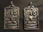 2 Pcs Fine Tibetan Silver *Manjusri Bodhisattva & Phoenix* Prayer Pendants II079