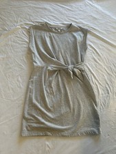 Nine West T Shirt Dress Tie Front Sleeveless Womens M Gray Jersey Cotton Blend