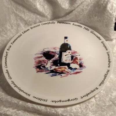 Weißwein & Käse Porzellan Teller 27,5 cm Durchmesser Gorgnzola Bri Feta Stilton