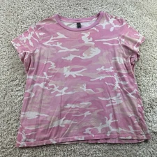 District Made Womens Size XXL Short Sleeve T Shirt Pink Camo 