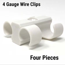4 Dual Cable Clip screw down Clamp 4 GA WHITE Power Ground Wire Manage clippit