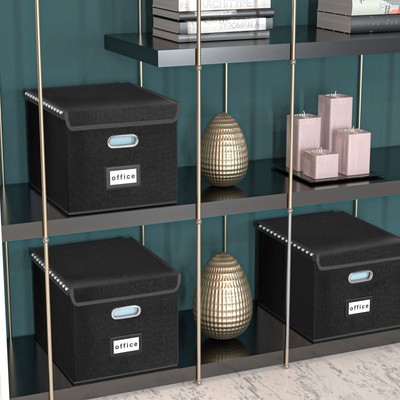 PRANDOM Collapsible File Organizer Box – Linen Letter Size Storage With Lid, Hanging File Compatible, Home Office Organization - View #6
