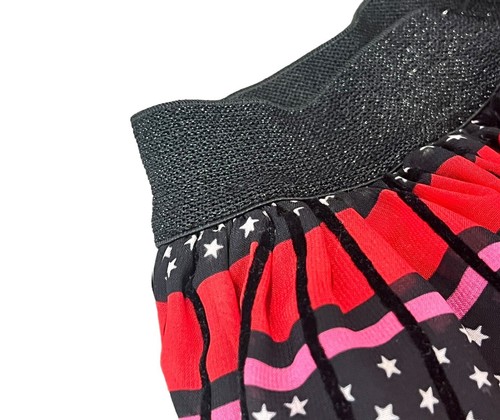 SONIA RYKIEL PARIS GIRLS SKIRT RED BLACK STRIPE STARS PULL ON CREPE MINI FLARE 8 - Picture 6 of 10