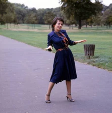 Scottish actress Lesley Mackie as she poses in an unspecified park- Old Photo 1