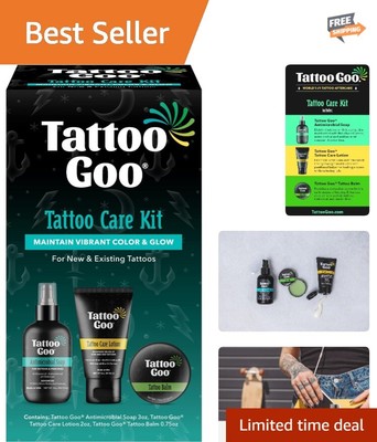 Professional Tattoo Healing Kit - Antimicrobial Soap, Balm & Lotion for Ink Care