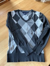 Tommy Hilfiger Pullover Gr. M Rautenmuster Grau