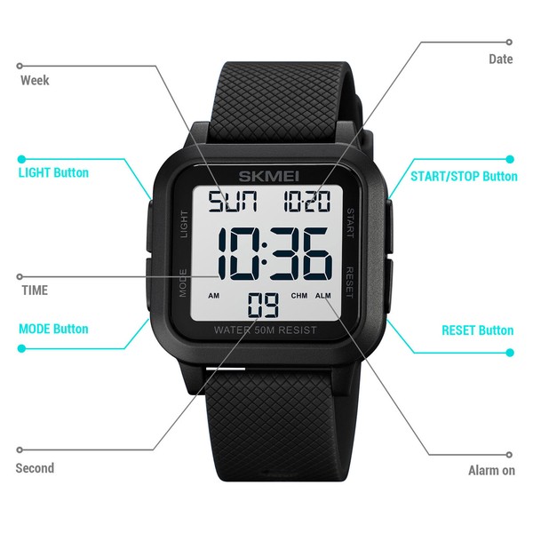 Reloj Deportivo Militar para Hombre con Pantalla LED Grande, Digital, Resistente al Agua 4