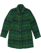 Desigual Womens Overcoat Eu 44 Xl Green Fair Isle Polyester Bw65