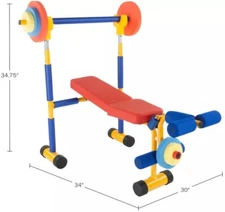 Fun & Fitness For Kids Exercise Equipment Weight Lifting Bench Set Toddler Gym