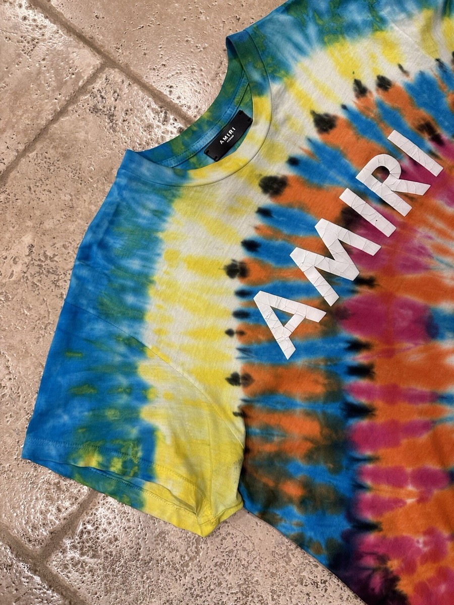 Amiri Tie-Dye Logo Multicolor Short Sleeve T-Shirt | eBay