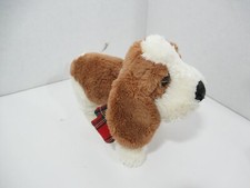 Hush Puppies Russ Berrie Plush Red Plaid Scarf Ears Basset Hound Puppy Dog small