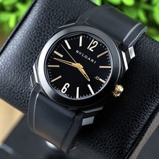 Bvlgari Octo Solotempo 41 Ultranero - 102581 - With Box Papers Extra Strap