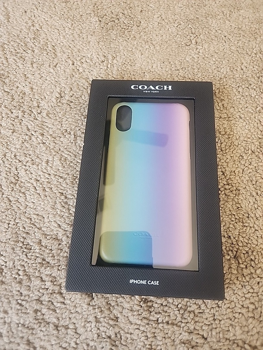 New Coach Apple Iphone X 10 Snap On Hard Case Ombre Rainbow