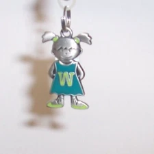 NEW Girl Child Shaped Initial Charm pendant Mom Kids Letters " W " by Ganz