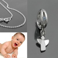 Jungen Zirkonia Blau Infinity Schutzengel Taufring Und Kette 38 Cm Silber 925