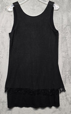 Theory Dress Womens Medium Black Linen Blend Fringe Trim Jurinzi Reverie LBD