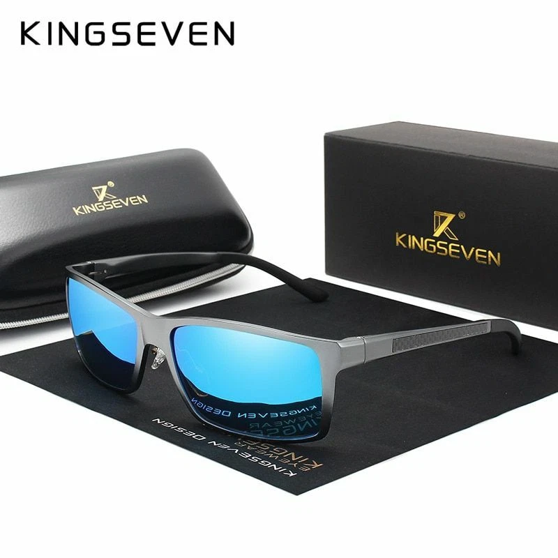 Sunglasses Men Square Aluminum Magnesium Polarized Driving Glasses KINGSEVEN